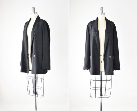 Printed Slouchy Blazer Lg / Black Casual Blazer /