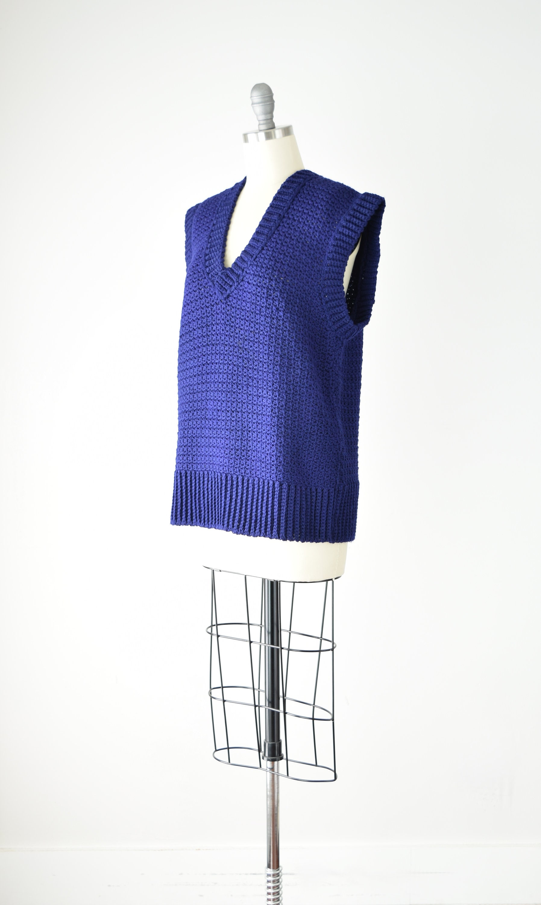 Blue Purple Crochet Sweater Vest 