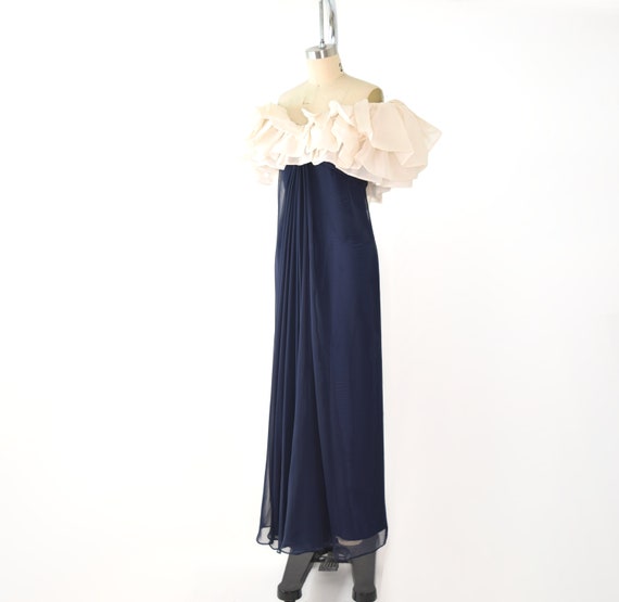 80's Victor Costa Ruffle Collar Dress Sm - image 5