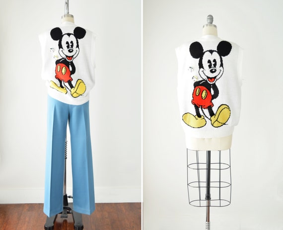 Oversized Knit Mickey Mouse Vest Sm / Sleeveless S