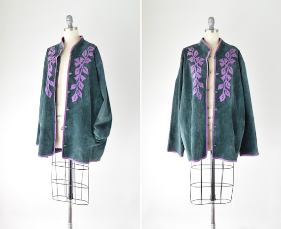 Oversized Green Suede Jacket / Green Suede Jacket