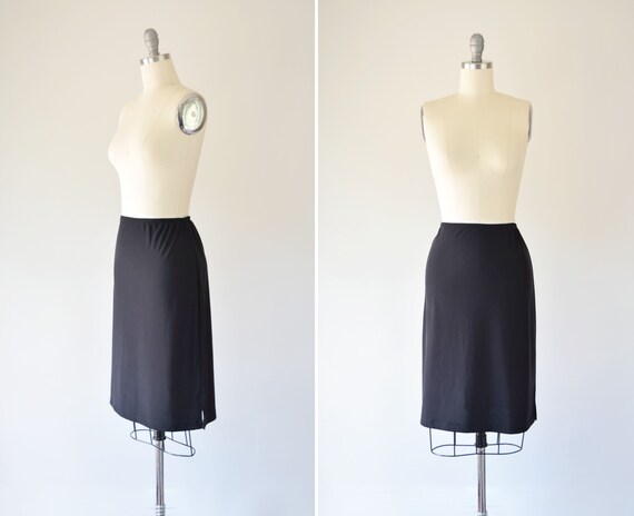 Black Knit Skirt M / Simple Black Skirt / Minimali