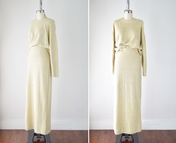2 Piece Knit Skirt and Top Set Sm Med / Maxi Skirt