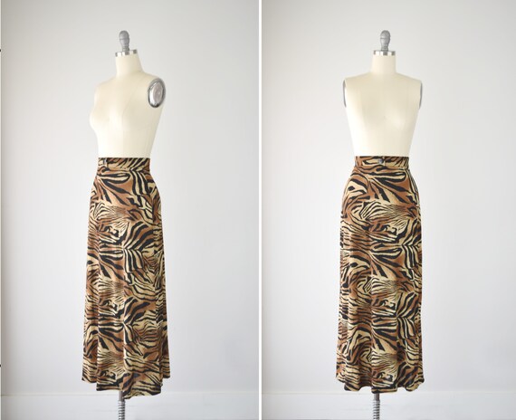 tiger print maxi skirt