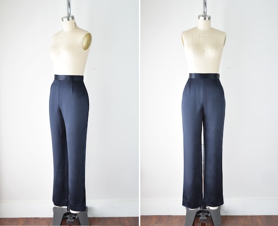 Silk High Waist Pants Sm/ 27 Inch Waist / Black Si