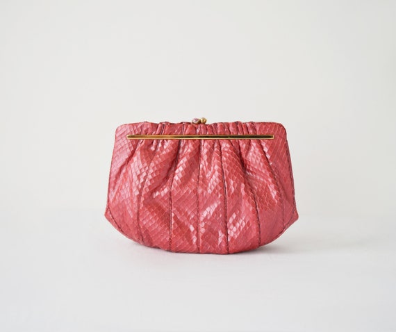 80s Judith Leiber Snakeskin Purse / Snakeskin Sho… - image 1