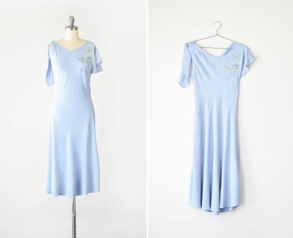 90s Bias Cut Midi Dress Sm / Blue Sleeveless Midi… - image 1