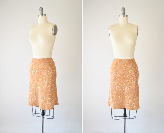 Y2K Silk Slip Skirt M / Bias Cut Skirt / Bias Slip