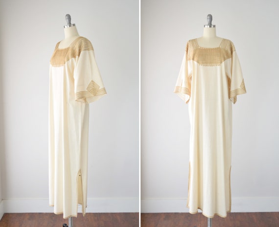 Beige Kaftan Sm Med / Embroidered Kaftan / Full L… - image 1