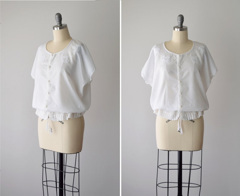 white cotton peasant blouse
