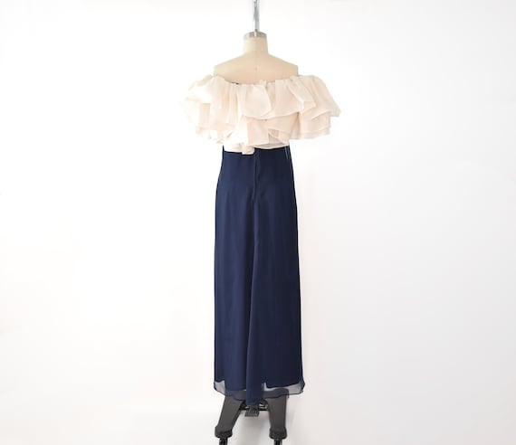 80's Victor Costa Ruffle Collar Dress Sm - image 3