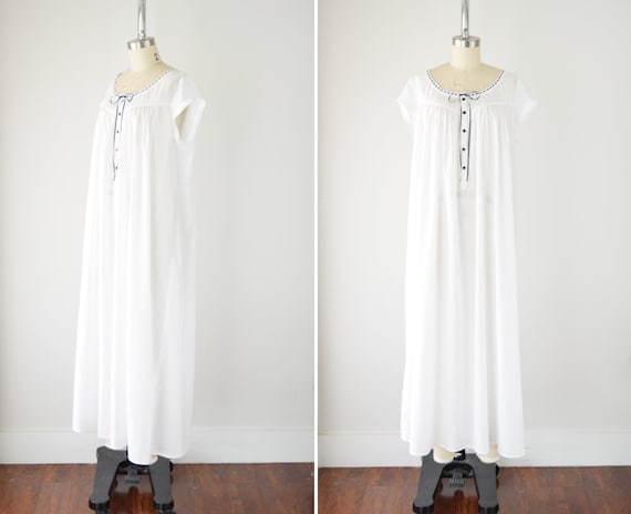 Vintage Cotton Nightgown Lg / White Cotton Nightgo