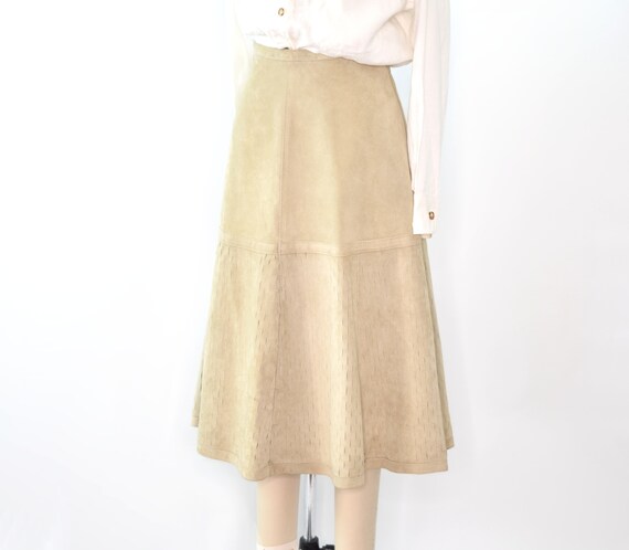 80's Suede Midi Skirt 29 Inch Waist - image 4