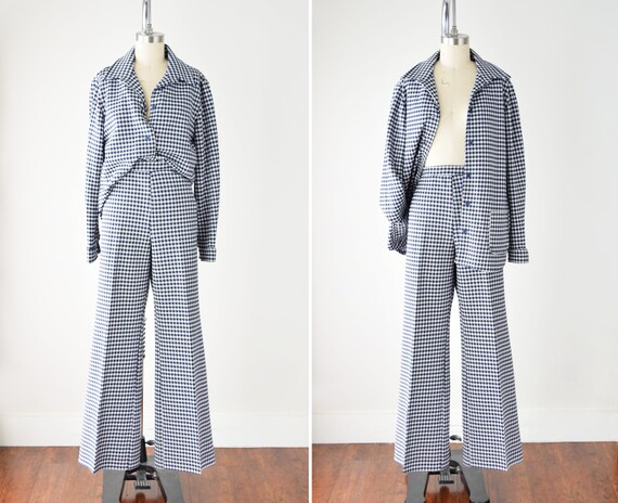 Womens Leisure Suit Lg / 70s Pull On Pant Suit / H