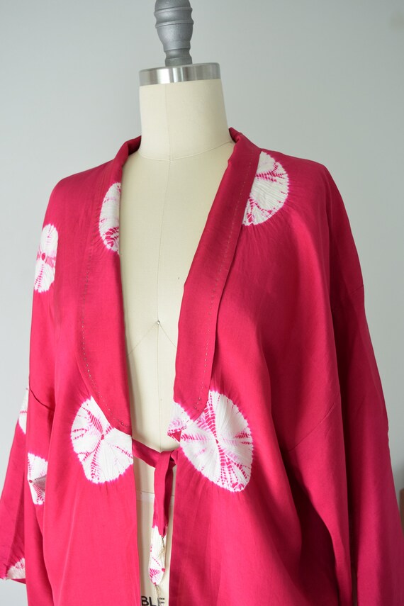 50s Silk Shibori Kimono OS / Hand Sewn Haori Kimo… - image 8