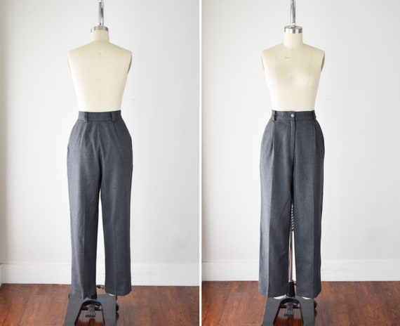 Gray Pleated Wool Pants 27w / 27 Inch Waist / High