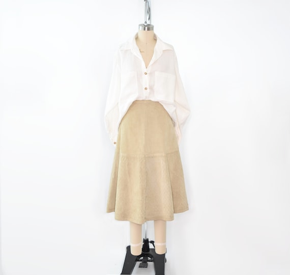 80's Suede Midi Skirt 29 Inch Waist - image 1