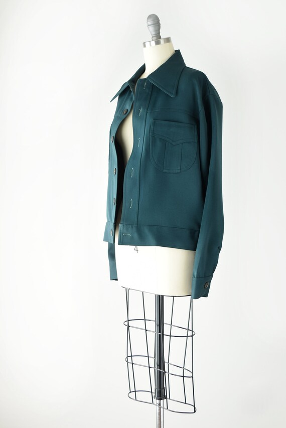 Crop Shirt Jacket Lg / Dark Green Shirt Jacket / … - image 3