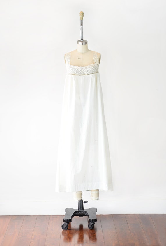 Edwardian Cotton Chemise Med / White Cotton Maxi … - image 2