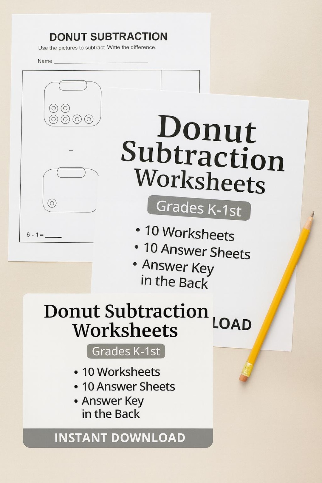Donut Math Worksheets | Subtraction for Kindergarten & 1st Grade ...
