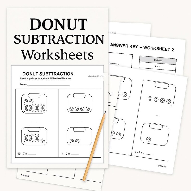 Donut Math Worksheets | Subtraction for Kindergarten & 1st Grade ...