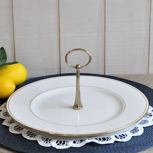 Lenox Federal Gold, Serving Plate with Handle, Elegant Cake, Hors d'oeuvre Tea Party, Elegant Sandwich, Bridal Garden Party, Replacement