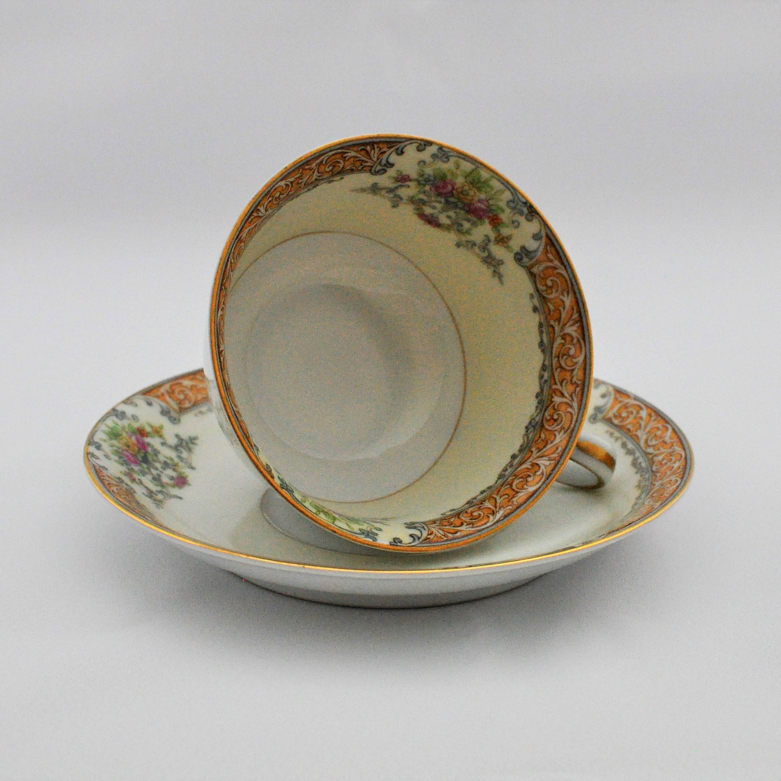Noritake Occupied Japan Tea Cup and Saucer Floral Elegant Etsy