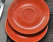 2 Homer Laughlin Genuine Fiesta Red Saucers, Serving Plate, Replacement, Original Fiesta, Bright Red, Collector Gift, Fiesta Lover, Snack