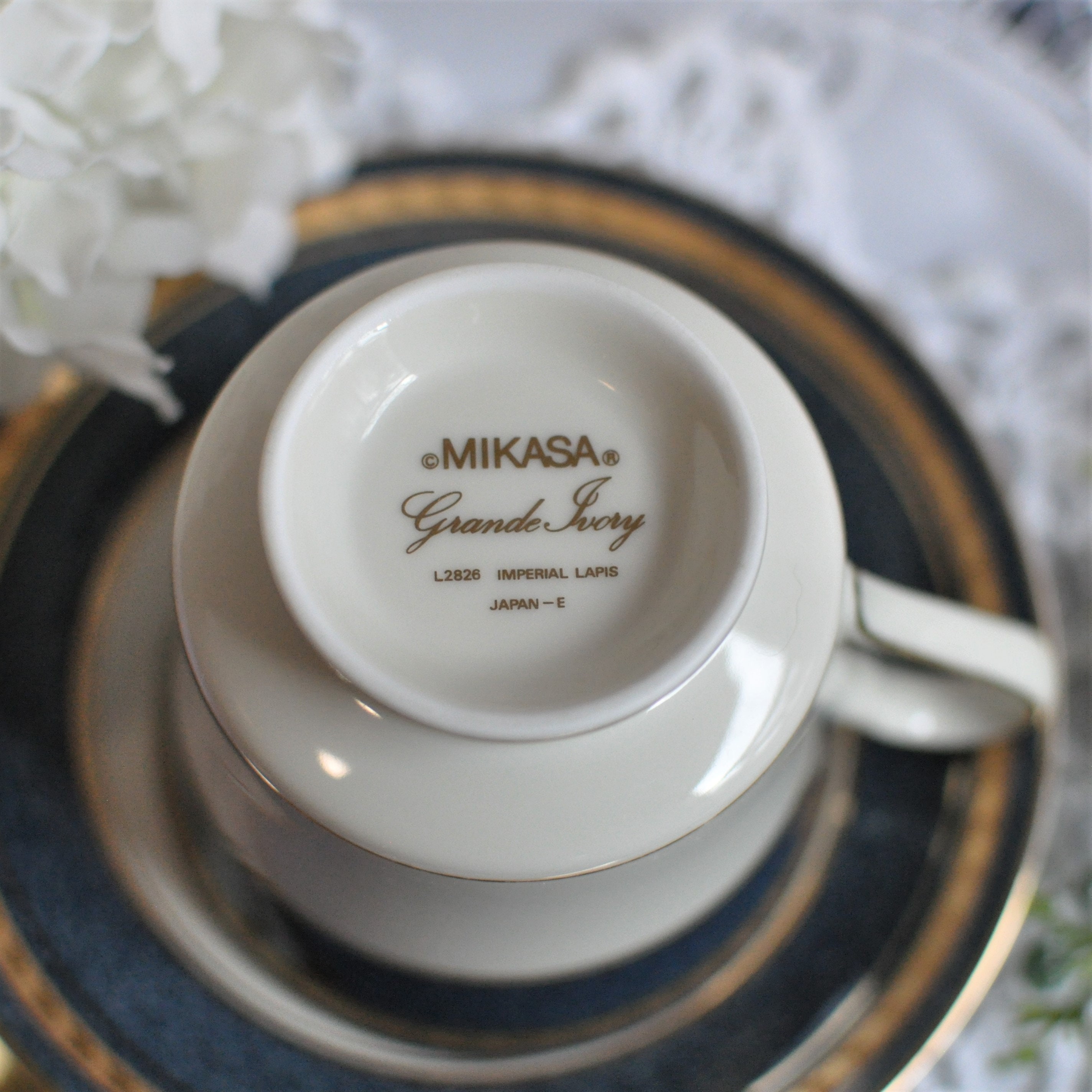 Mikasa Imperial Lapis Tea Cup Saucer Cobalt Blue L2826 Footed Tea Party Replacement Bridal Luncheon Wedding Shabby Table Scape Etsy UK