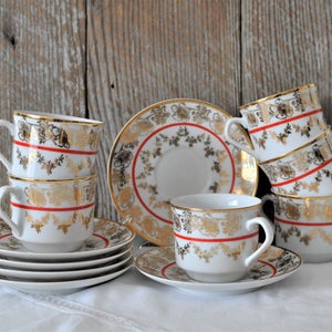 Six Epiag, Teacups and Saucers, Elegant, Luncheon, Easter Dinner, Bridal Tea Party, Hostess Gift, Mother&#39;s Day, Shabby