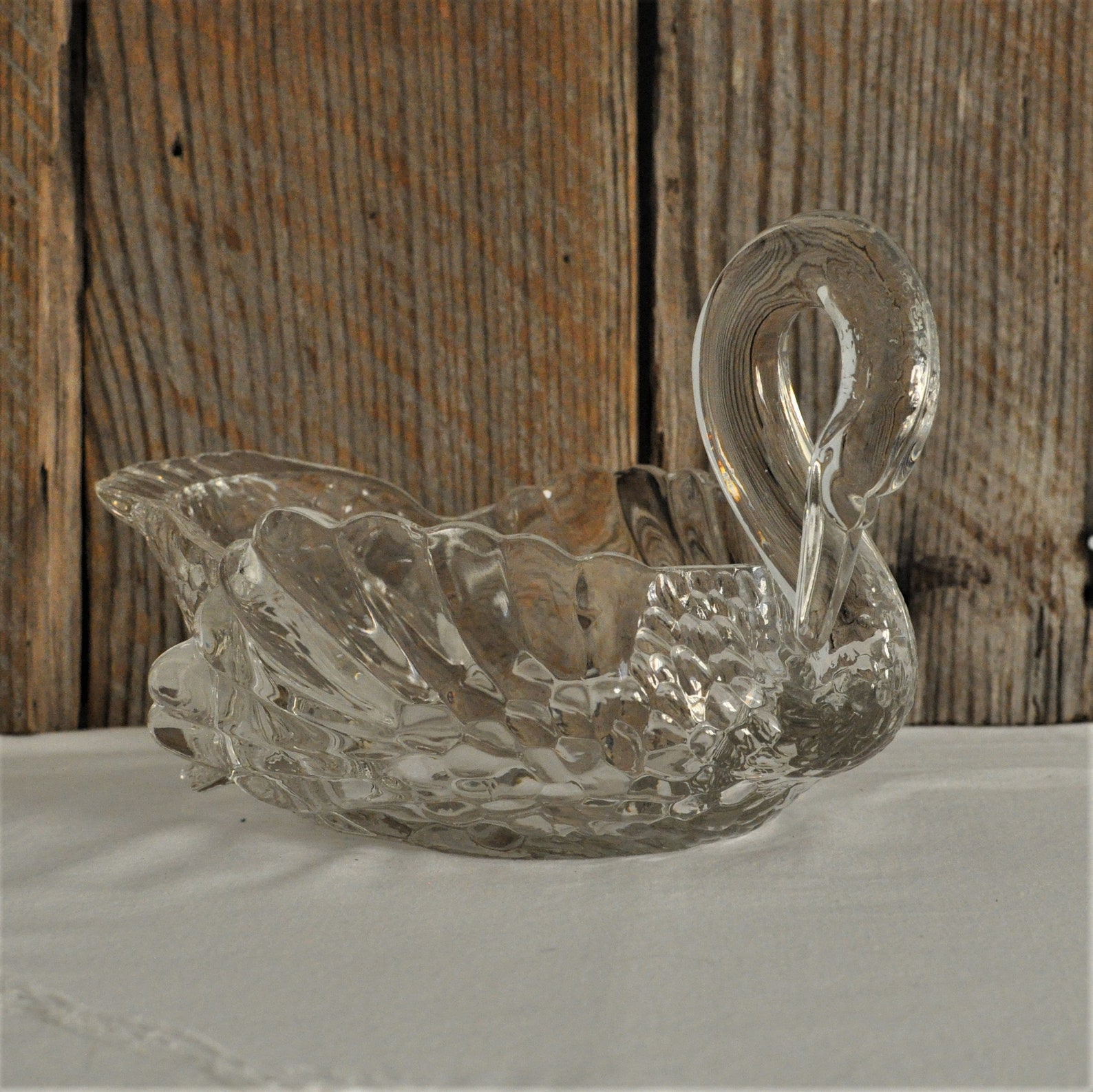 Pressed Clear Glass Swan Bowl Candy Dish Planter Towel Soap Etsy