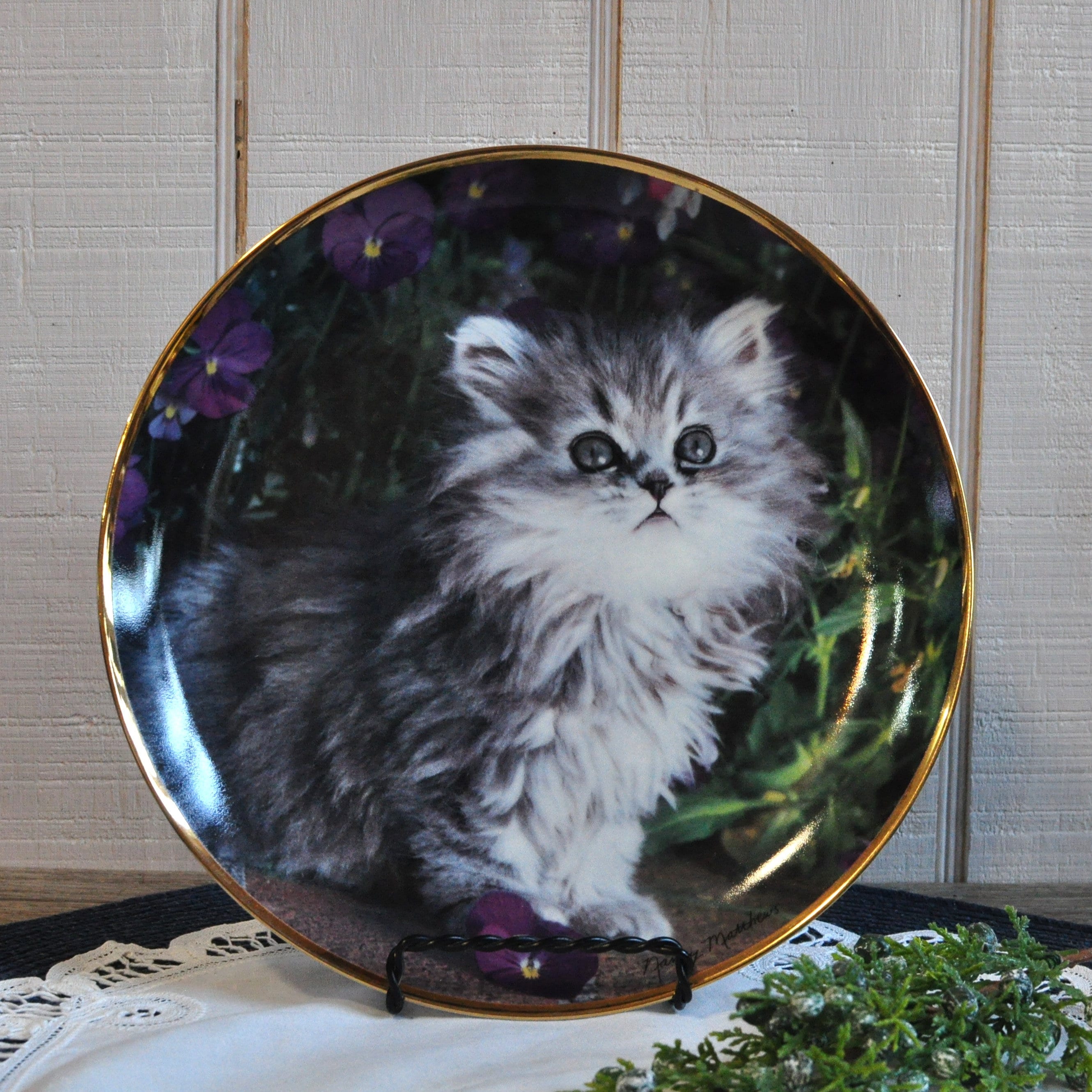 Franklin Mint Purrfection Wall Porcelain Cat Plate, Nancy Matthews