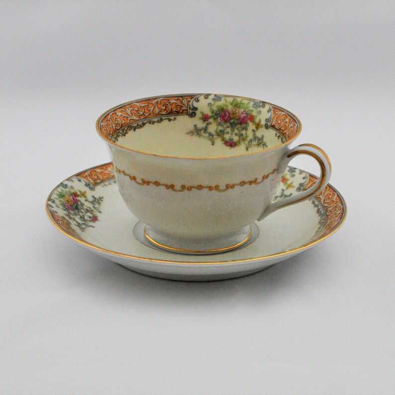 Noritake Occupied Japan Tea Cup and Saucer Floral Elegant Etsy