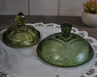 Tapa de vidrio verde esmeralda vintage, cubierta de vidrio transparente, reemplazo de tapa, estilo rústico, decoración de cabaña, tapa de recipiente para dulces