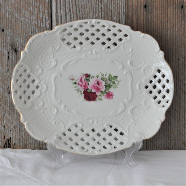 Formalities by Baum Brothers Platter, Floral, Pierced, Wall Decor, Wedding Gift, Bridal Tea Party, Mismatched, Mother's Day, Hostess Gift