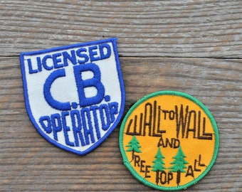 Two C.B. Radio Operator Vintage Patches, Licensed, Wall to Wall Patch, Embroidered Sew On Applique,