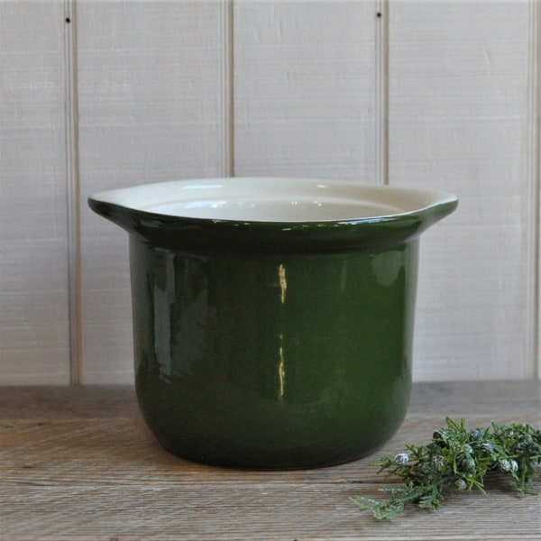 Hall Pottery Bean Pot, Without Lid, Forest Green, Cooking Casserole, Baking Dish, Planter, Bakeware, Cooking Ware, Dark Green, Collection