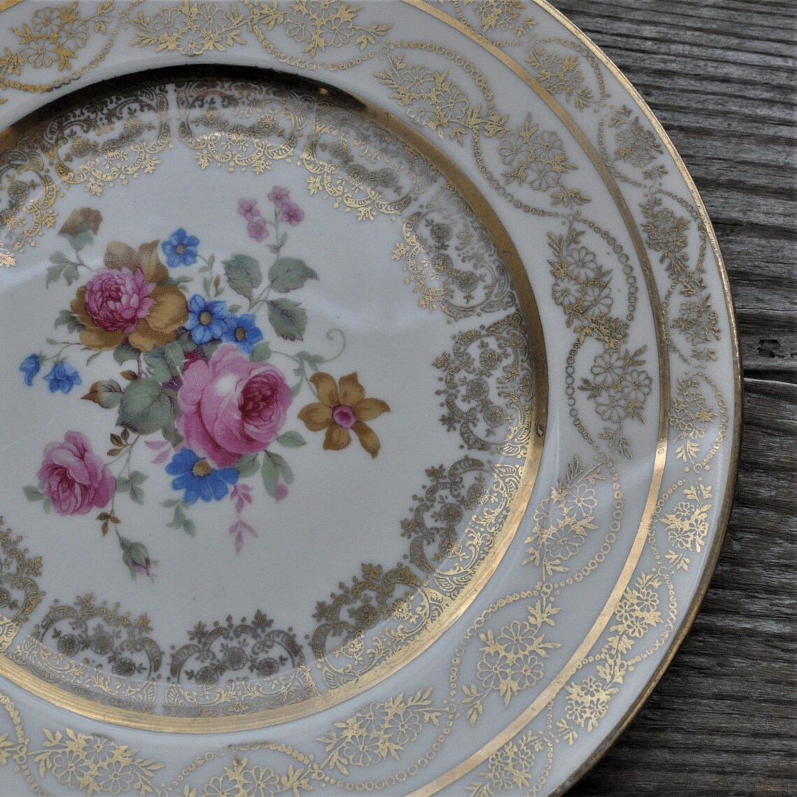 Translucent China - 22kt Gold - Ornate Floral - Salad - Luncheon ...