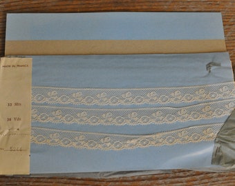 36 Yards Vintage French Lace, Trim, Original Packaging, Floral, #5244, Creamy, Ivory, Beige, DIY Sewing, Wedding, Heirloom, Bridal, Apparel