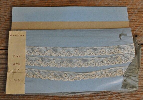 36 Yards Vintage French Lace, Trim, Original Packaging, Floral