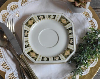 Mikasa Romantics Florentine Saucer Plates, Black Floral Band, Set of 2