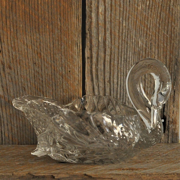 Pressed Clear Glass Swan Bowl, Candy Dish, Planter, Towel Soap Holder, Bathroom, Bird Lover,  Home Decor, Wedding, Mother's Day, Host, Retro
