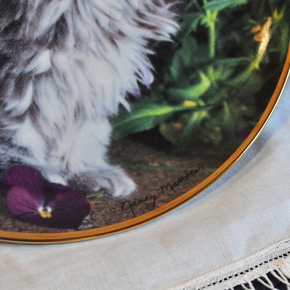 Franklin Mint Porcelain Cat Plate, Nancy Matthews Purrfection