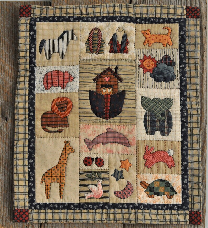 Noah S Ark Handmade Quilt Wall Nursery Decor Bible Story Etsy