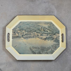 Nashco Products, New York, Metal Tray, Yellow, City Campus Building Landscape, Octagonal, Wall Display, Tray Collector, Office, Man Cave
