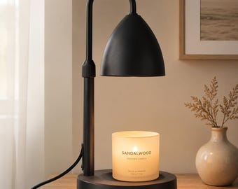 Calentador de velas negro, fundidor de cera sin llama, calentador regulable con temporizador.