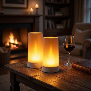 2PCS LED Flame Light, USB Rechargeable, Waterproof, Dimmable Flameless Candle with Remote & Timer for Home, Party, Garden Decoration