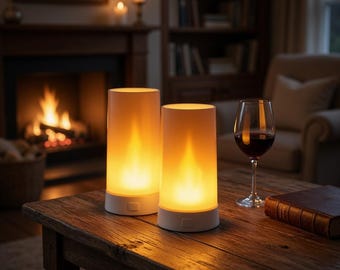2PCS LED Flame Light, USB Rechargeable, Waterproof, Dimmable Flameless Candle with Remote & Timer for Home, Party, Garden Decoration