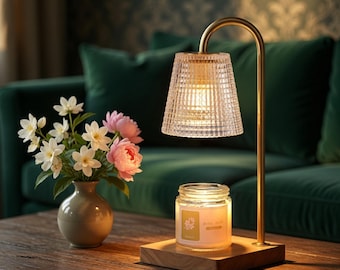 Lampada scaldacandele con timer e regolatore di intensità per candele profumate in barattolo, base in legno vintage, regalo di compleanno e per l'inaugurazione della casa per donne e mamme