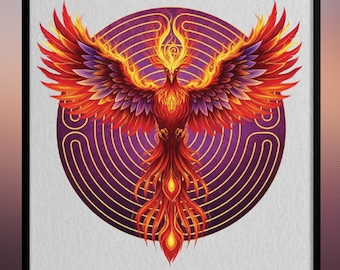 Phoenix Firebird Mandala Sublimation Design (PNG + Printable PDF)